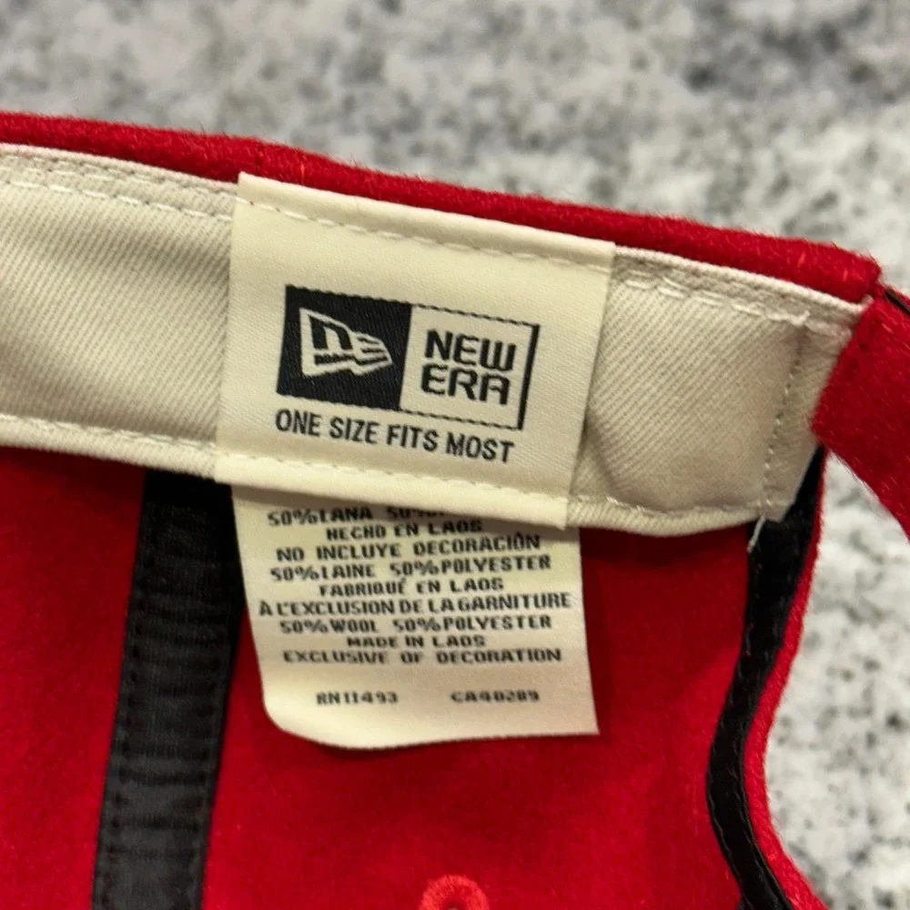 Fear of God Mens OSFM 9FORTY Strapback Hat Red FG‎ Logo Wool Blend Streetwear